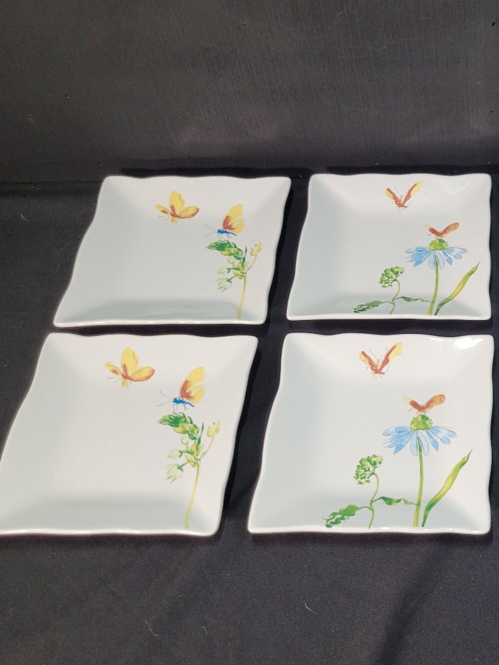 Set of 4 222 Fifth “Butterfly Flight” Mini Porcelain Plates